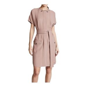 Belstaff Blush Tie Shirt Dress Made in Italy Size 44(Medium 8) LA1